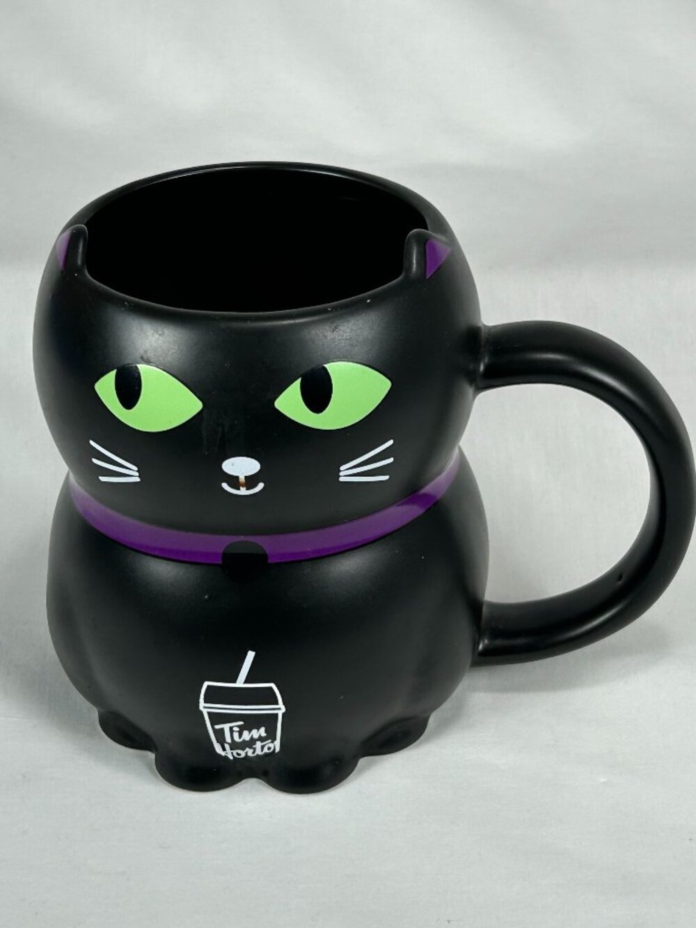 Tim Hortons black cat face coffee mug